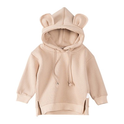 MyKids-Usa Baby Solid Color Animal Ear Patch Design Autumn Hoodie