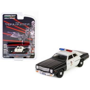 1977 Plymouth Fury Black and White "Metropolitan Police" "The Terminator" (1984) Movie 1/64 Diecast Model Car by Greenlight