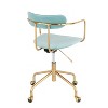 TiramisuBest Gold Metal & Light Blue Velvet Office Chair: Open Back, Adjustable Height, 360 Swivel - 3 of 4