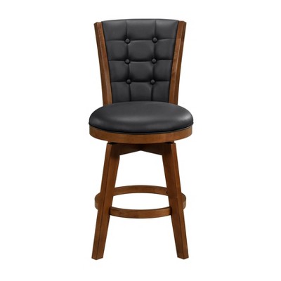 NicBex Dining Chairs Set of 2 Swivel Counter Height Chairs with Button-Tufted and Back Chestnut Finish Solid Wood for Kitchen,Brown