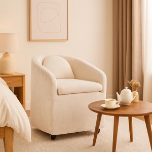 Homy Casa Modern Chenille Swivel Accent Chair with Rounded Back and 360° Base, for Living Room or Bedroom, Beige - 1 of 4