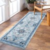8x10 Large Washable Area Rug, Blue Non Slip Carpet, Stain Resistance Vintage Room Rug, Indoor Floor Carpet for Living Room, Low Profile Rug, Boho Rug - 2 of 4