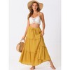Allegra K Women's High Waist Tiered Belt Ruffle Lattice Texture Casual A Line Maxi Skirt - 3 of 4