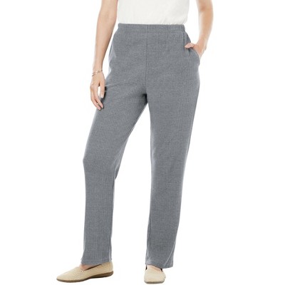 Woman Within Plus Size Petite 7-Day Knit Ribbed Straight Leg Pant