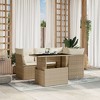 vidaXL 5 Piece Patio Sofa Set with Cushions Beige Poly Rattan - Beige and Cream Without Storage - 2 of 4