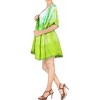 LA LEELA Women's Open Front Summer Vacation Beachwear Mini Bathing Suit Duster Loose Holiday Swimwear Coverups Cardigan Beach L-XL Green, Tie Dye - 3 of 4