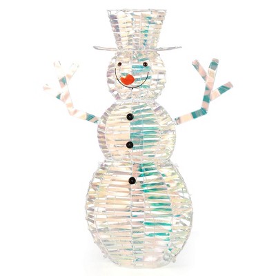 Tangkula 4 FT Lighted Christmas Snowman Light-up Xmas Holiday Decoration w/ 100 LED Lights