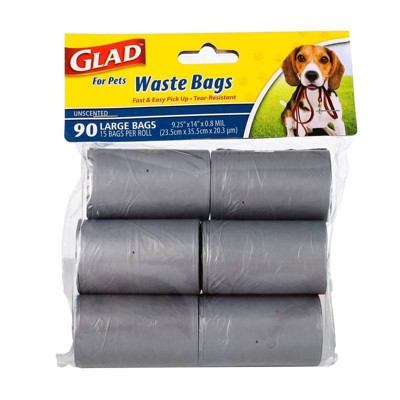 Glad Unscented Dog Waste Bags Refill Rolls - 90ct