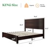 AMERLIFE Rustic Wood Bed Frame with 51.2" Spliced Headboard - 2 of 3