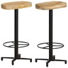 vidaXL Bar Stool Set of 2 Natural Wood, Black - 2 of 4