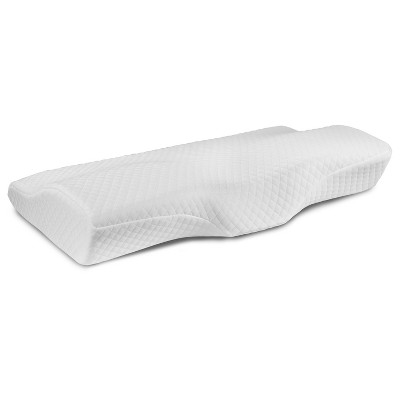 WhiteGrey, Memory Foam Side Sleepers Cervical Bed Pillow for Back Stomach Coolux Memory Foam Pillow Contour Sleeping Pillows Support for Neck Pain 