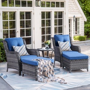 Gymojoy Outdoor Patio Chair Table with Ottoman High Back Club Chair - 1 of 4
