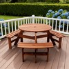 Mlmh & Kngwa 35"W Wooden Picnic Table with 3 Built-in Benches - 3 of 4