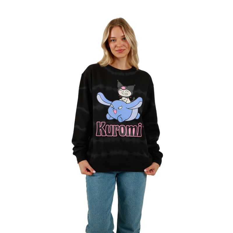 Hello Kitty & Friends Zou & My Melody Crew Neck Long Sleeve Black & Gray Women's Oversized Pullover Hoodie, 3 of 7