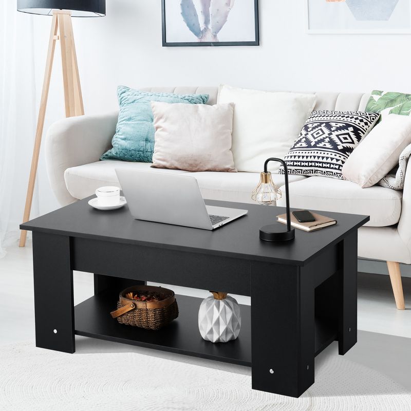 Costway Lift Top Coffee Table Modern Accent Table w/Hidden Storage Compartment & Shelf, 3 of 11