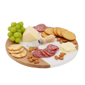 American Atelier Acacia Wood Cutting Board with Metal Accent Edge, Large  Chopping Board, Serving Tray for Cheese, Meats, Charcuterie, 15.8” x 11.88”
