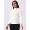 INSPIRE CHIC Women's Elegant Long Sleeve Ruffle Tie Neck Business Work Top - 3 of 4