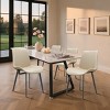 Modern PU Leather Dining Chairs Set of 2, Armless Upholstered Accent Chairs with Black Metal Legs for Kitchen, Dining Room, or Living Room-Tanpinhause - 2 of 4