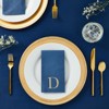 100 Navy Monogrammed Napkins Gold Foil Initial for Engagement, Wedding (4x8 Inches) - 2 of 4