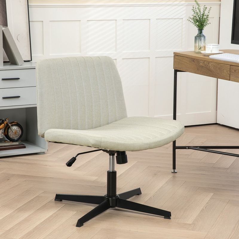 HOMCOM Mid Back Armless Office Chair with Wide Seat, Comfy Computer Chair for Home Office, 2 of 7