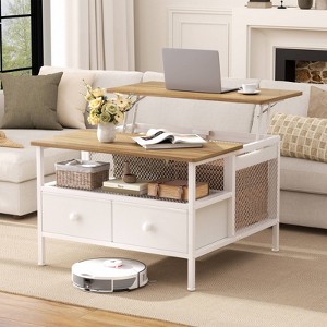 WOWLIVE Lift Top Coffee Table, Square Coffee Table Metal Wood, Farmhouse Lift Up Coffee Tables Cocktail Table with Storage - 1 of 4