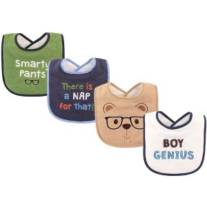 Luvable Friends Baby Boy Cotton Drooler Bibs with Fiber Filling 4pk, Genius, One Size - 1 of 1
