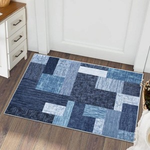 Washable Area Rugs for Bedroom, Living Room & Kitchen, Entry Rugs with Geometric Plaid Pattern, Non-Slip, Soft & Durable Floor Carpet - 1 of 4