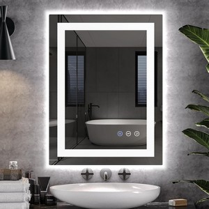 LED Bathroom Mirror 24x32 Inches, Black Frame with Front/Back Lights, 3 Color Temperatures, Anti-Fog, Wall Mounted Vanity Mirror - 1 of 4