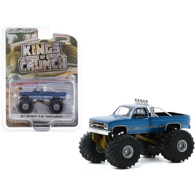 1977 Chevrolet K-10 Monster Truck "Maiden America" Blue "Kings of Crunch" Series 7 1/64 Diecast Model Car by Greenlight