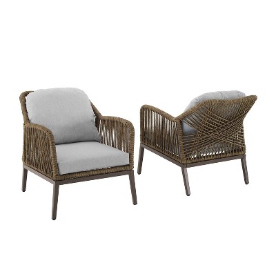 Haven 2-Piece Light Gray Wicker Outdoor Armchair Set