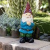 12" Polyresin Bearded Garden Gnome Statue With Red Hat - Alpine Corporation: Outdoor Lawn Decor, Solar Lighting Feature - image 2 of 4