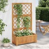 vidaXL Garden Raised Bed with Trellis, Solid Acacia Wood Planter, Outdoor and Indoor Use, Brown - 2 of 4