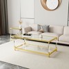 Lirago Modern Minimalist Gold Metal Frame Coffee Table with Acrylic Legs-Sleek Glass Top for Living Room & Office 47.2"W * 23.6"D * 17.7"H - 4 of 4