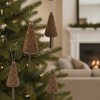 HomeRoots Set of Four Brown Wood Christmas Tree Shaped Ornaments - 2 of 4