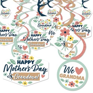 Big Dot of Happiness Grandma, Happy Mother's Day - We Love Grandmother Hanging Decor - Party Decoration Swirls - Set of 40 - 1 of 4