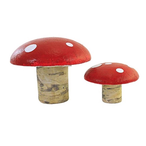 Home Decor Red Mushroom Set - Two Mushrooms 6.5 Inches - White ...