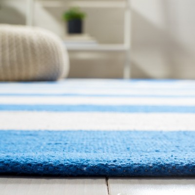 Montauk Blue and White Cotton Hand Woven Area Rug