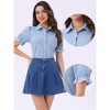 Allegra K Women's Vintage Short Sleeve Peter Pan Collar Button Down Shirt - 2 of 4