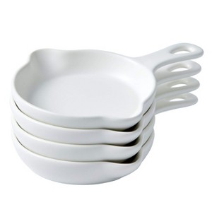 Bruntmor 5" Matte Ceramic Cast iron Skillet, Pre-Seasoned, Dishwasher and Oven Safe, Set of 4, White - 1 of 4