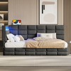 KTMBDW Twin Size Upholstered Daybed with 2 Storage Drawers and Charging Station,Day Bed Frame with LED Lights & Storage Headboard,No Box-Spring Needed - 2 of 4