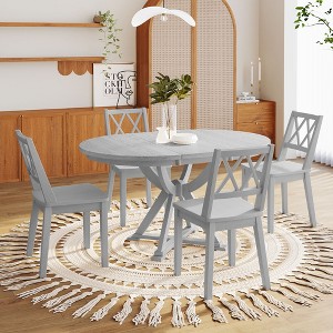 Whisen Mid-Century 5-Piece Extendable Dining Table Set with 4 Dining Chairs - 1 of 4