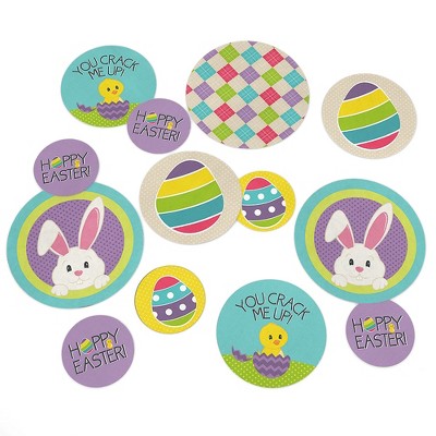 Big Dot of Happiness Hippity Hoppity - Easter Party Giant Circle Confetti - Easter Bunny Party Decorations - Large Confetti 27 Count