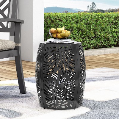 Modern Metal Outdoor End Table Large size No Assembly,black-Christopher Knight Home