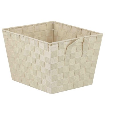 Home Basics Polyester Woven Strap Open Bin, Ivory