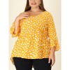 Agnes Orinda Women's Plus Size Babydoll Peplum High Low Hem V Neck 3/4 Sleeve Trendy Tops - 2 of 4
