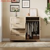 Wooden Storage Cabinet, Freestanding Wardrobe w/ 1 Hanging Rod, Side Organizer w/ 4 Drawers and Double Doors - 2 of 4