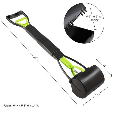 Green Foldable Long-Handled Pet Pooper Scooper