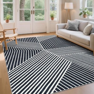 Acekool Washable Rugs - Modern Striped Non-Slip Area Rug - 1 of 4
