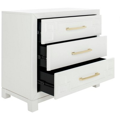 White and Gold Modern 3-Drawer Night Table