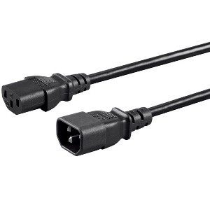Monoprice Extension Cord - 4 Feet - Black | IEC-320-C14 to IEC-320-C13, 16AWG, 13A, 3-Prong, SVT - 1 of 4